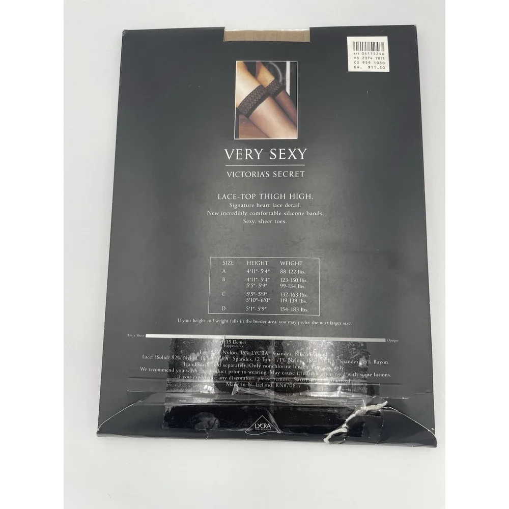 NOS Victoria's‎ Secret Very Sexy Glamour Lace Thigh Highs Nude Color Size C